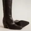 Botas Wish Star para mujer en piel negra con estrella bordada
