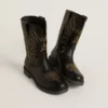 Botas Wish Teen de piel negra con estrella bordada en amarillo