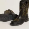 Botas Wish Teen de piel negra con estrella bordada en amarillo
