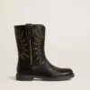 Botas Wish Young de piel negra con bordado de estrella amarilla