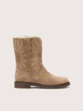 Botas Wish para niños en ante gris paloma con bordado de estrellas