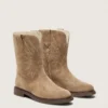Botas Young Wish de ante gris paloma con estrellas bordadas