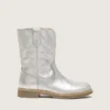 Botas Young Wish de piel metalizada plateada con bordado de estrellas