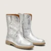 Botas Young Wish de piel metalizada plateada con bordado de estrellas