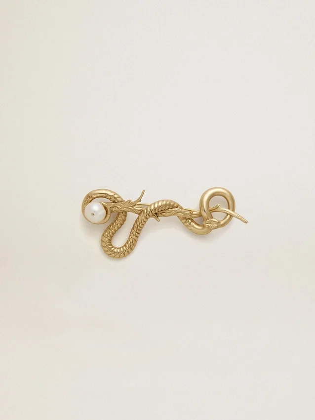 Broche con forma de serpiente en color oro antiguo