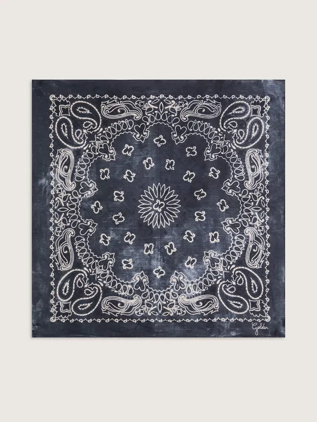Bufanda gris antracita con estampado de paisley