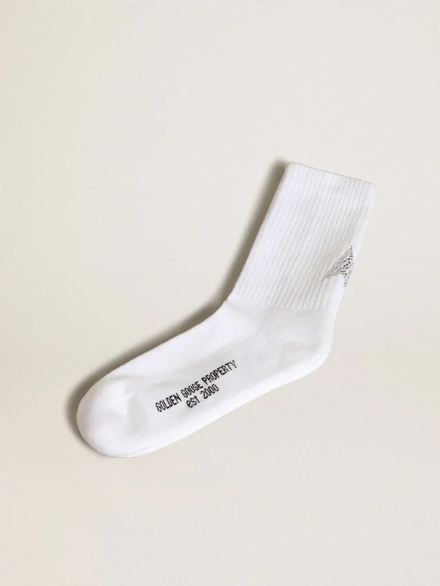 Calcetines blancos con una estrella de cristal en la parte trasera