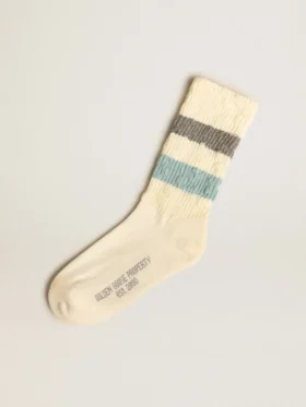 Calcetines en blanco envejecido con rayas bicolores