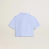 Camisa corta para niñas de algodón a rayas azul claro