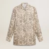 Camisa de pijama de mezcla de seda para mujer con estampado floral