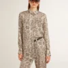 Camisa de pijama de mezcla de seda para mujer con estampado floral