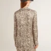 Camisa de pijama de mezcla de seda para mujer con estampado floral