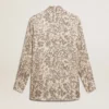 Camisa de pijama de mezcla de seda para mujer con estampado floral