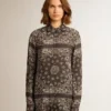 Camisa de pijama en gris antracita con estampado de paisley