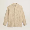 Camisa oversize de encaje transparente en color crema
