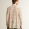 Camisa oversize de encaje transparente en color crema