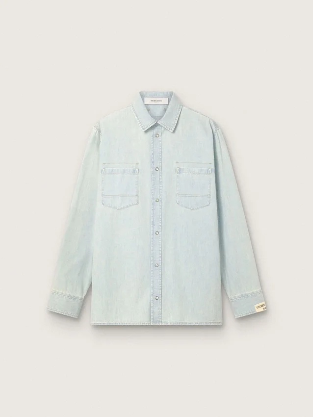 Camisa oversize de hombre en denim azul claro