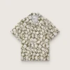 Camisa para niño «Journey» de lona de algodón con estampado floral verde y blanco