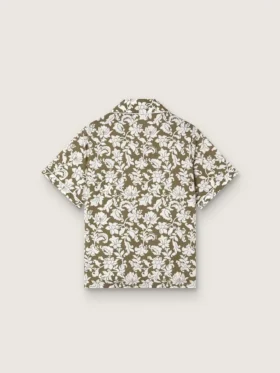 Camisa para niño «Journey» de lona de algodón con estampado floral verde y blanco