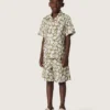 Camisa para niño «Journey» de lona de algodón con estampado floral verde y blanco