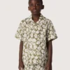 Camisa para niño «Journey» de lona de algodón con estampado floral verde y blanco