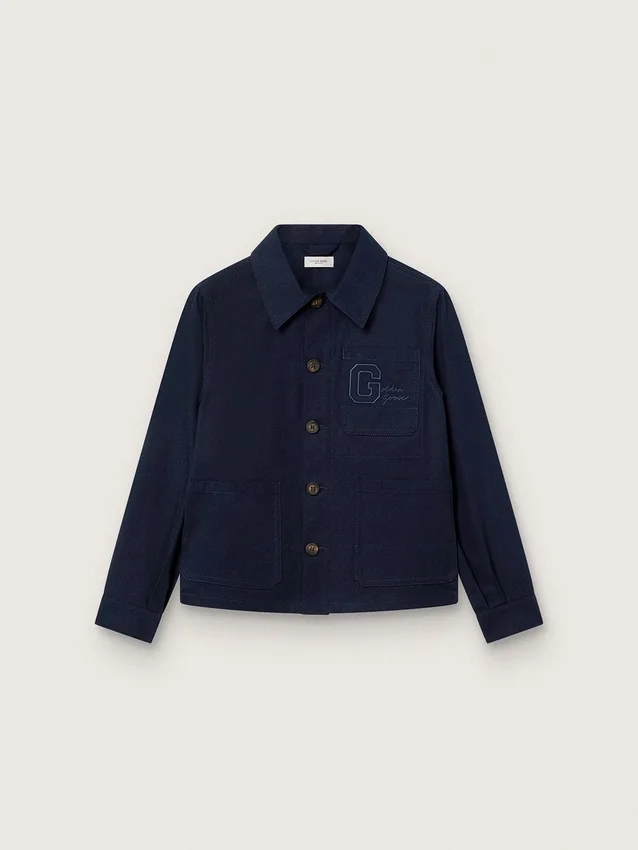 Camisa unisex Journey de lona de algodón azul con logotipo bordado
