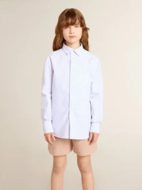 Camisas a rayas para niñas con letras bordadas en el bolsillo