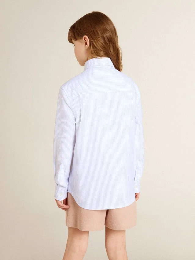 Camisas a rayas para niñas con letras bordadas en el bolsillo