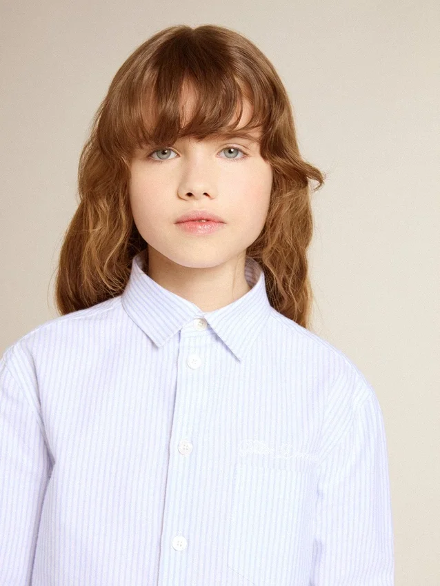 Camisas a rayas para niñas con letras bordadas en el bolsillo