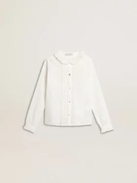 Camisas blancas de algodón con bordado inglés para niñas
