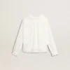 Camisas blancas de algodón con bordado inglés para niñas