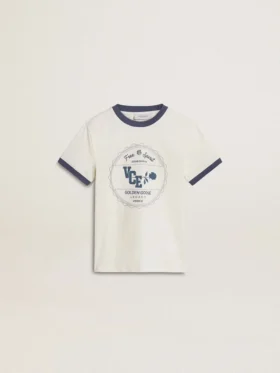 Camisas blancas para niños con estampado azul