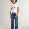 Camisas blancas para niños con estampado azul