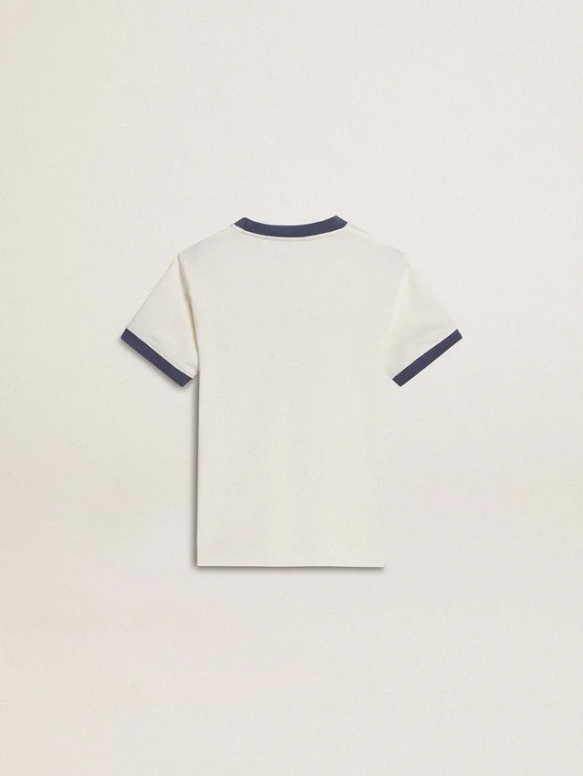 Camisas blancas para niños con estampado azul