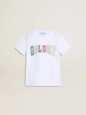 Camisas blancas para niños con estampado multicolor «Golden»