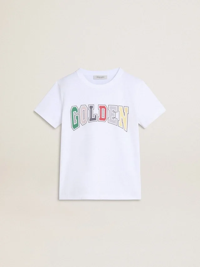 Camisas blancas para niños con estampado multicolor «Golden»