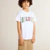 Camisas blancas para niños con estampado multicolor «Golden»