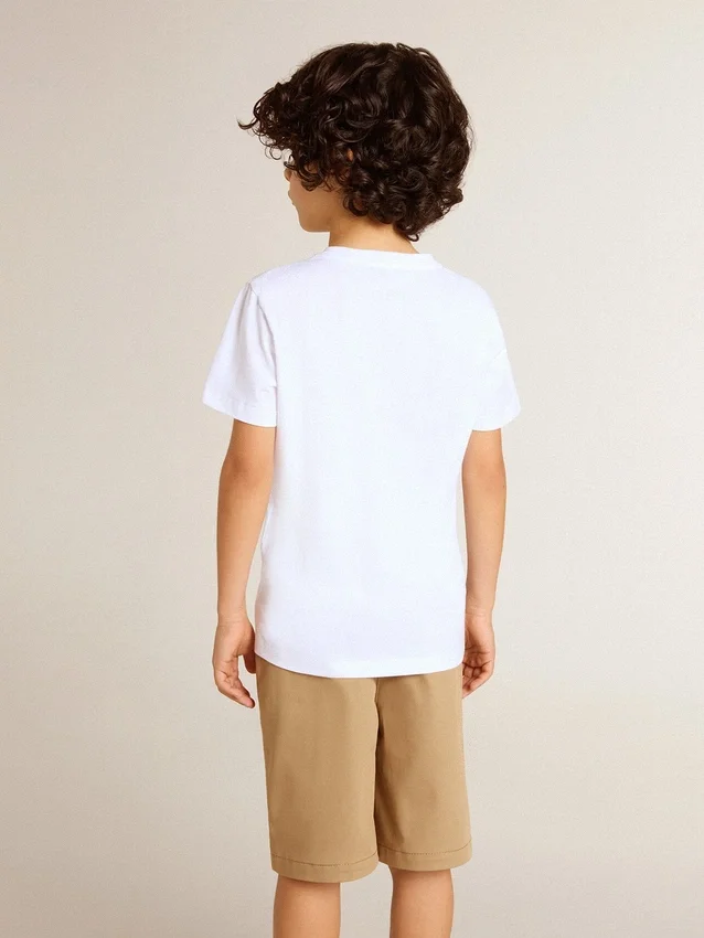 Camisas blancas para niños con estampado multicolor «Golden»