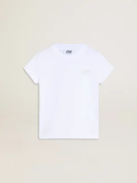Camisas blancas y plateadas con logotipo y estrella grande con purpurina plateada