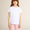 Camisas blancas y plateadas con logotipo y estrella grande con purpurina plateada