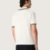 Camisas de algodón blanco para hombre con diseño de jacquard calado