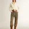Camisas de algodón color crema para mujer con bordados florales
