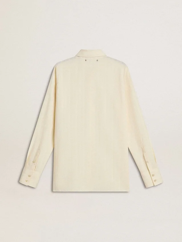Camisas de algodón color crema para mujer con bordados florales