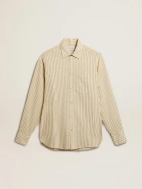 Camisas de algodón crudo para hombre con rayas negras finas