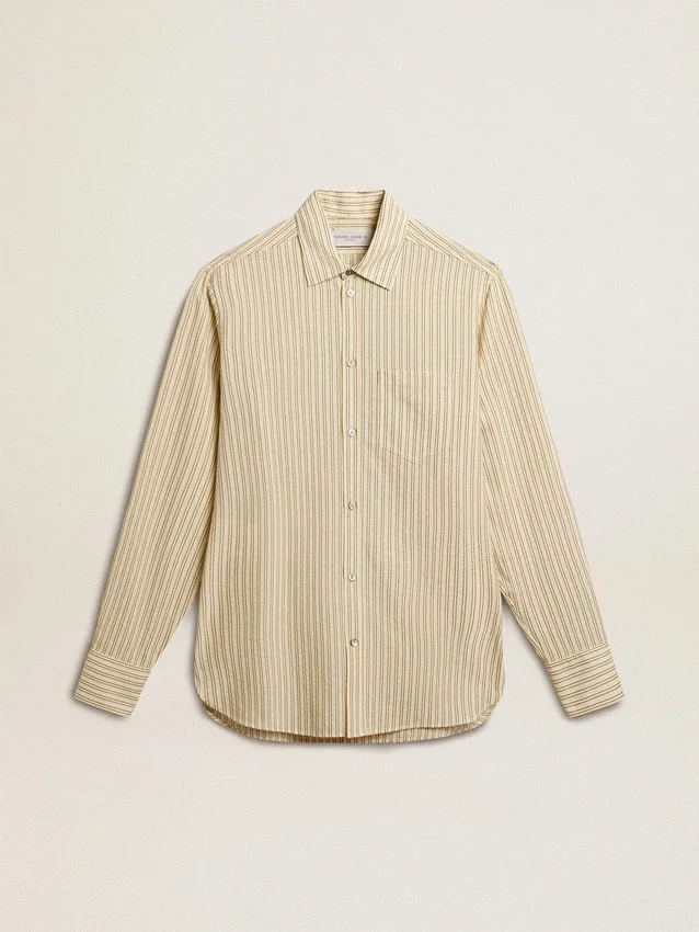 Camisas de algodón crudo para hombre con rayas negras finas