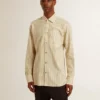 Camisas de algodón crudo para hombre con rayas negras finas