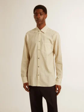 Camisas de algodón crudo para hombre con rayas negras finas