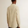 Camisas de algodón crudo para hombre con rayas negras finas