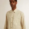 Camisas de algodón crudo para hombre con rayas negras finas