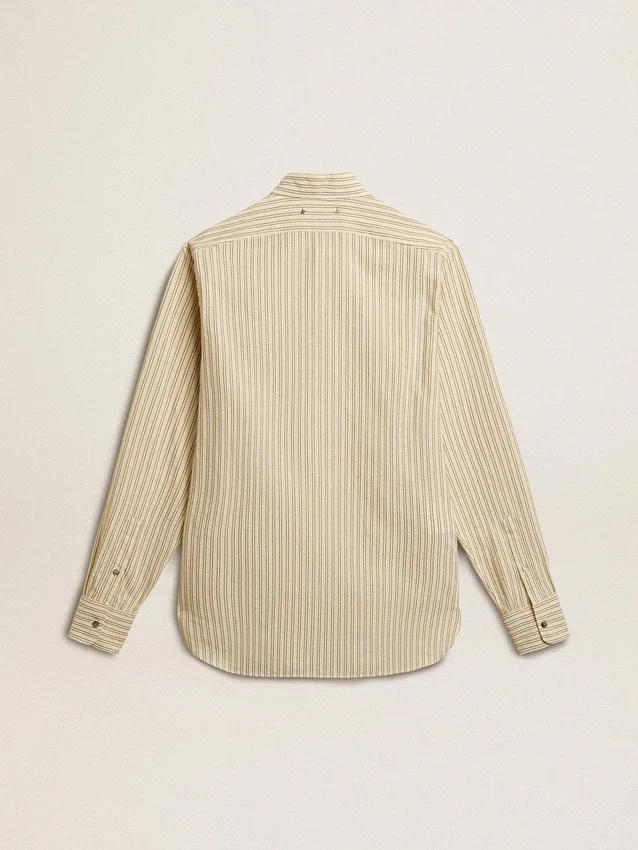 Camisas de algodón crudo para hombre con rayas negras finas